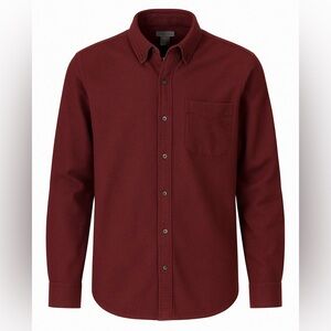 Eddie Bauer Men's Dark Red Relaxed Fit Flannel Button-Down Shirt Sz Lg